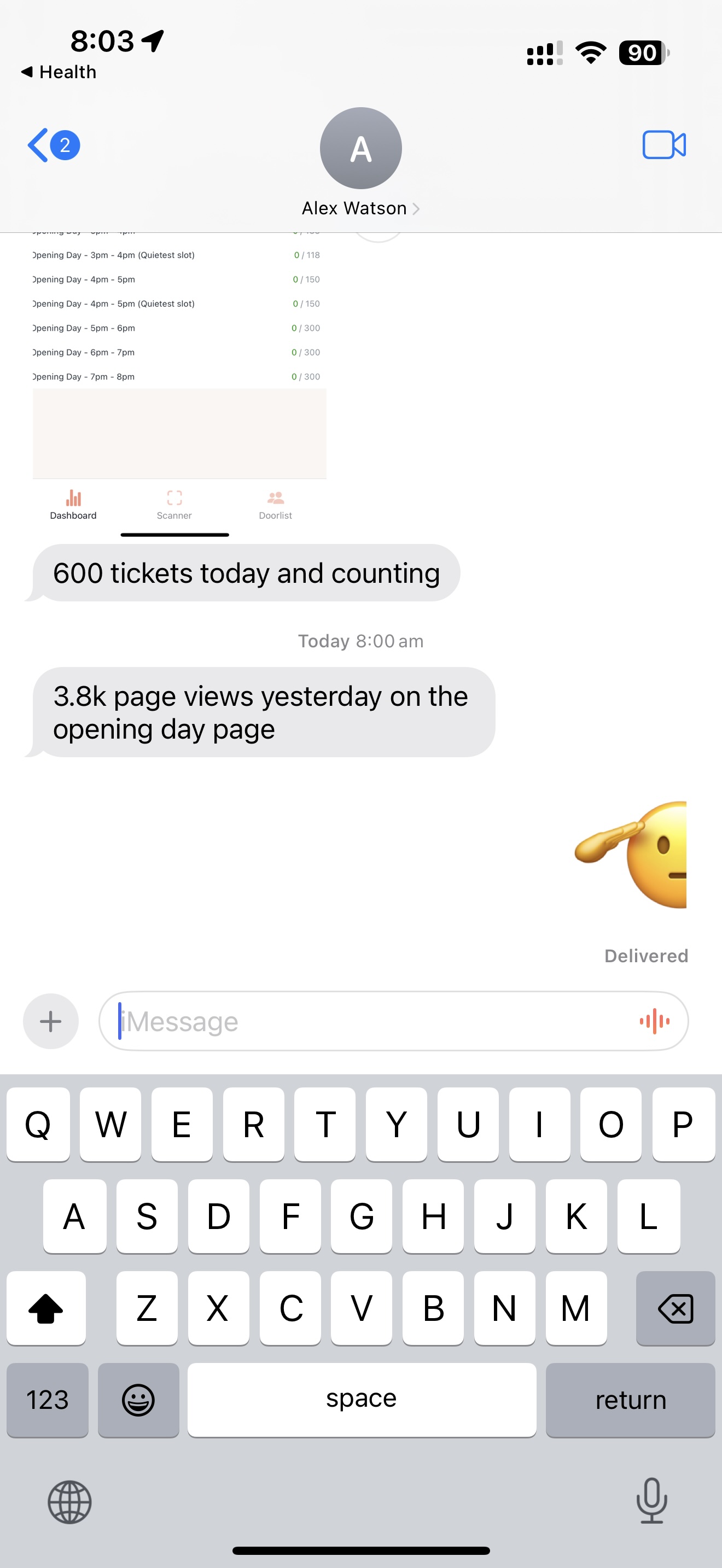 Original Shakedown launch messages reporting 600 ticket registrations and 3,800 opening-page views